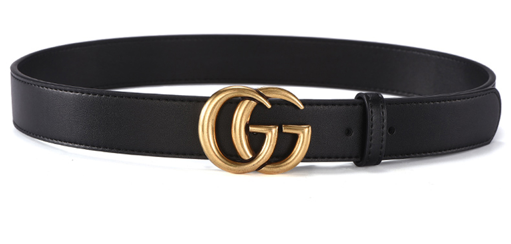 Black Gucci GG Gold Buckle Belt for Women zavael.com