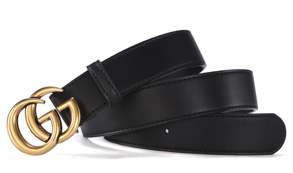 Black Gucci GG Gold Buckle Belt for Women zavael.com